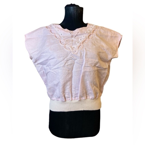 Vintage Pink Embroidered 80’s Crop Top - Picture 5 of 10